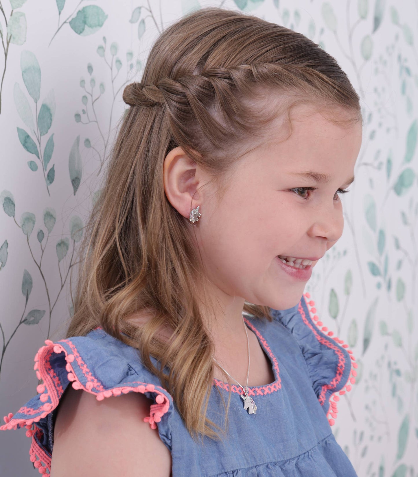 Sterling Silver Girls Rainbow Unicorn Necklace for Kids