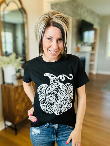 Lace Pumpkin Bella Black Graphic Tee