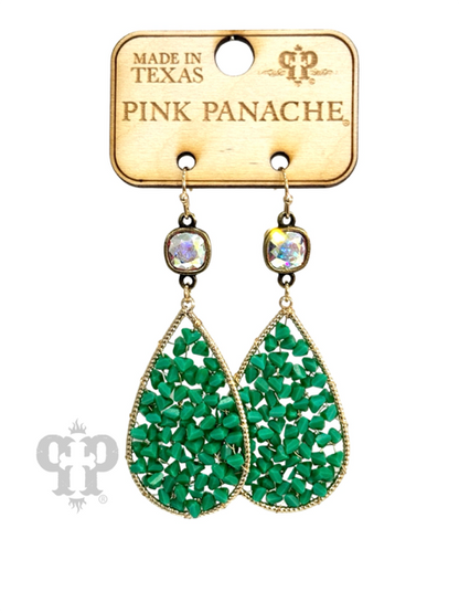 Woven bead teardrop earring, Austrian crystal