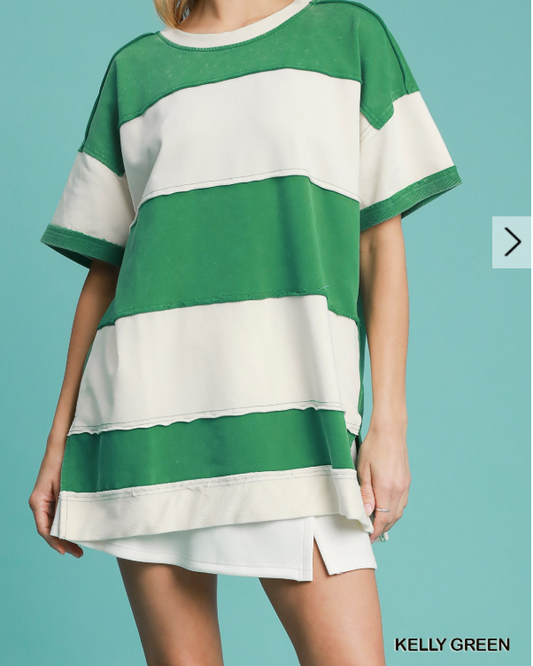 Mineral Wash ColorBlock Tunic Oversize Top