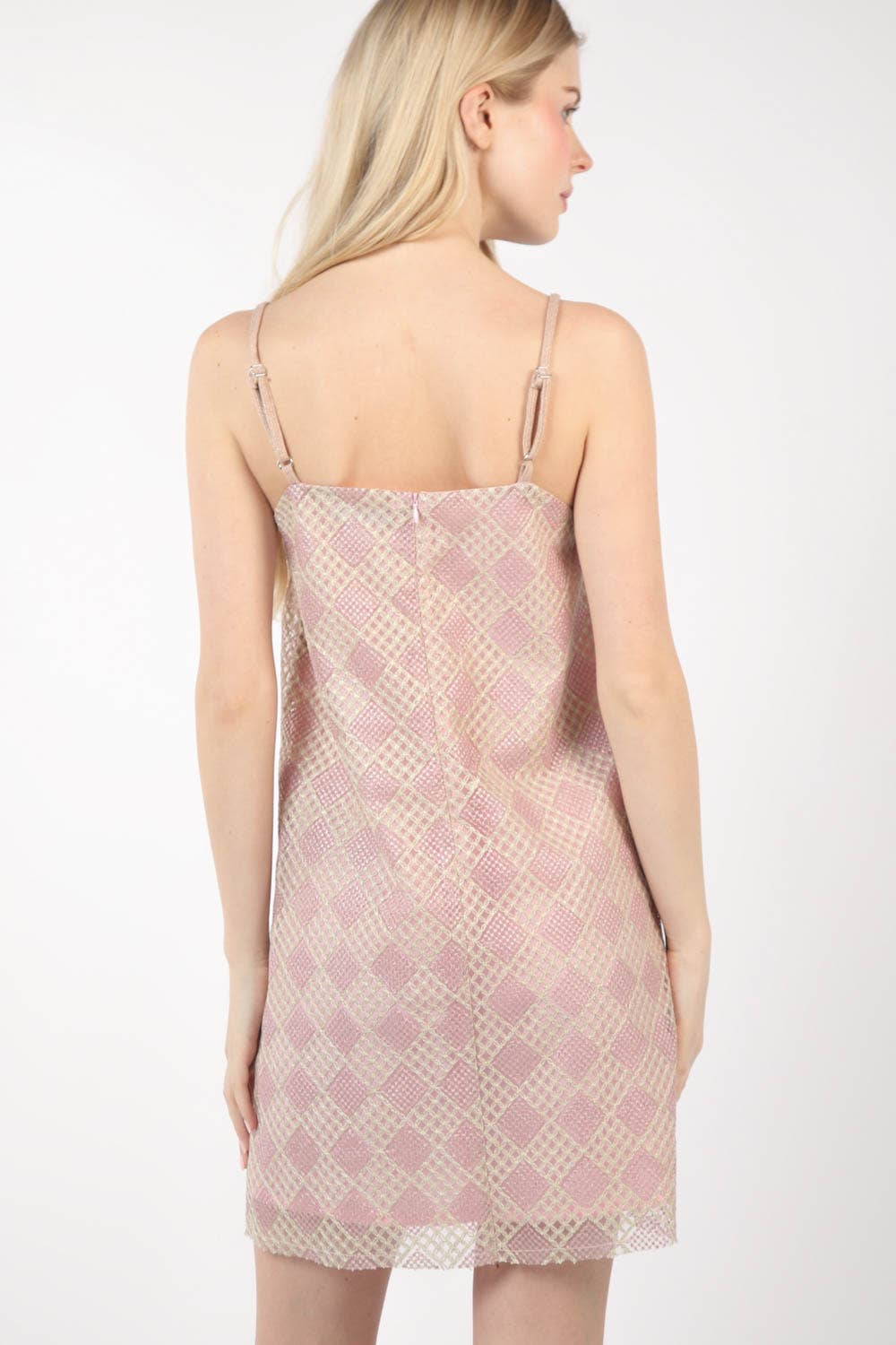 VD33900-Checkered Printed Summer Mini Dress