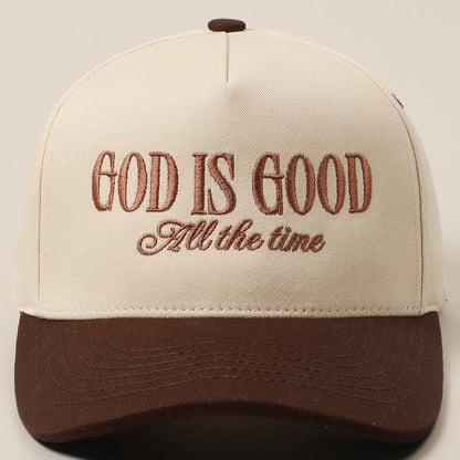 God Is Good All The Time Embroidery Trucker Hat