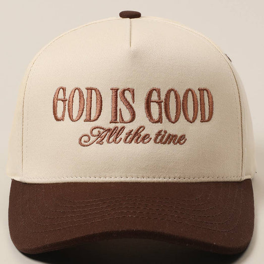 God Is Good All The Time Embroidery Trucker Hat