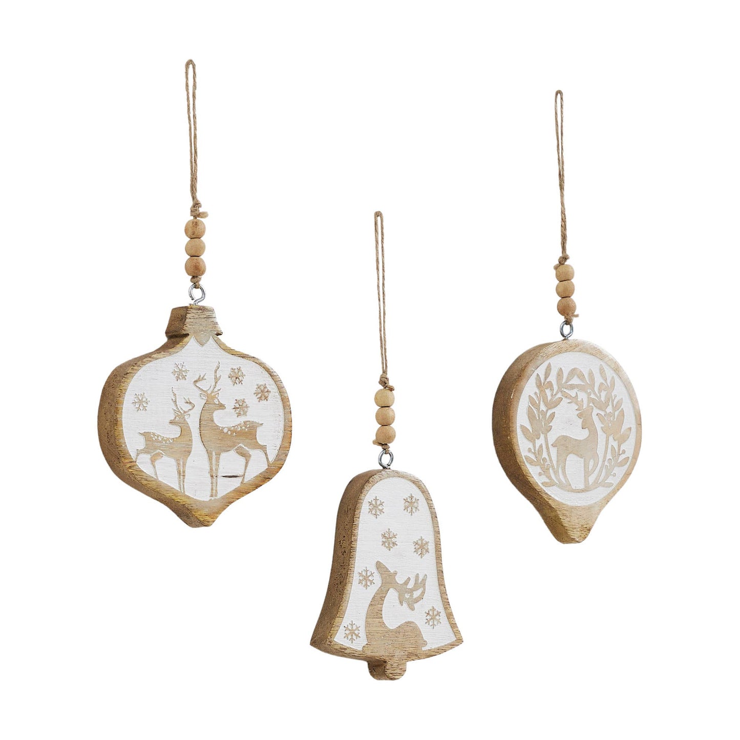 White Washed Winter Forest Natural Wooden Ornament 4 inch