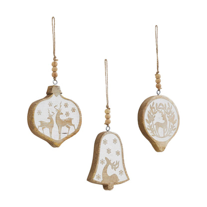 White Washed Winter Forest Natural Wooden Ornament 4 inch