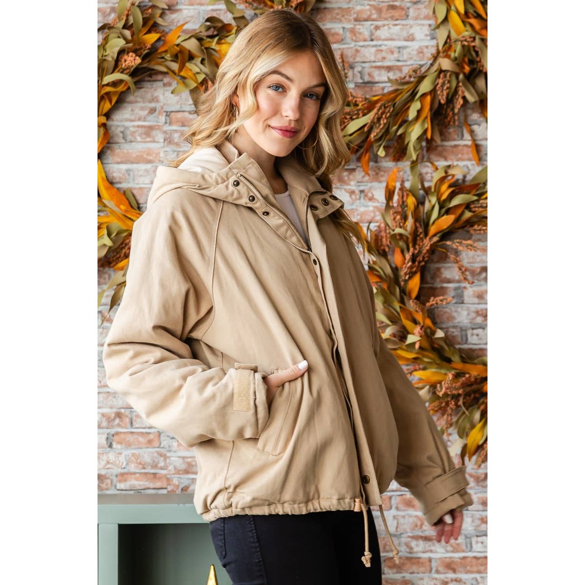 Solid Zip Up Hoodie Jacket