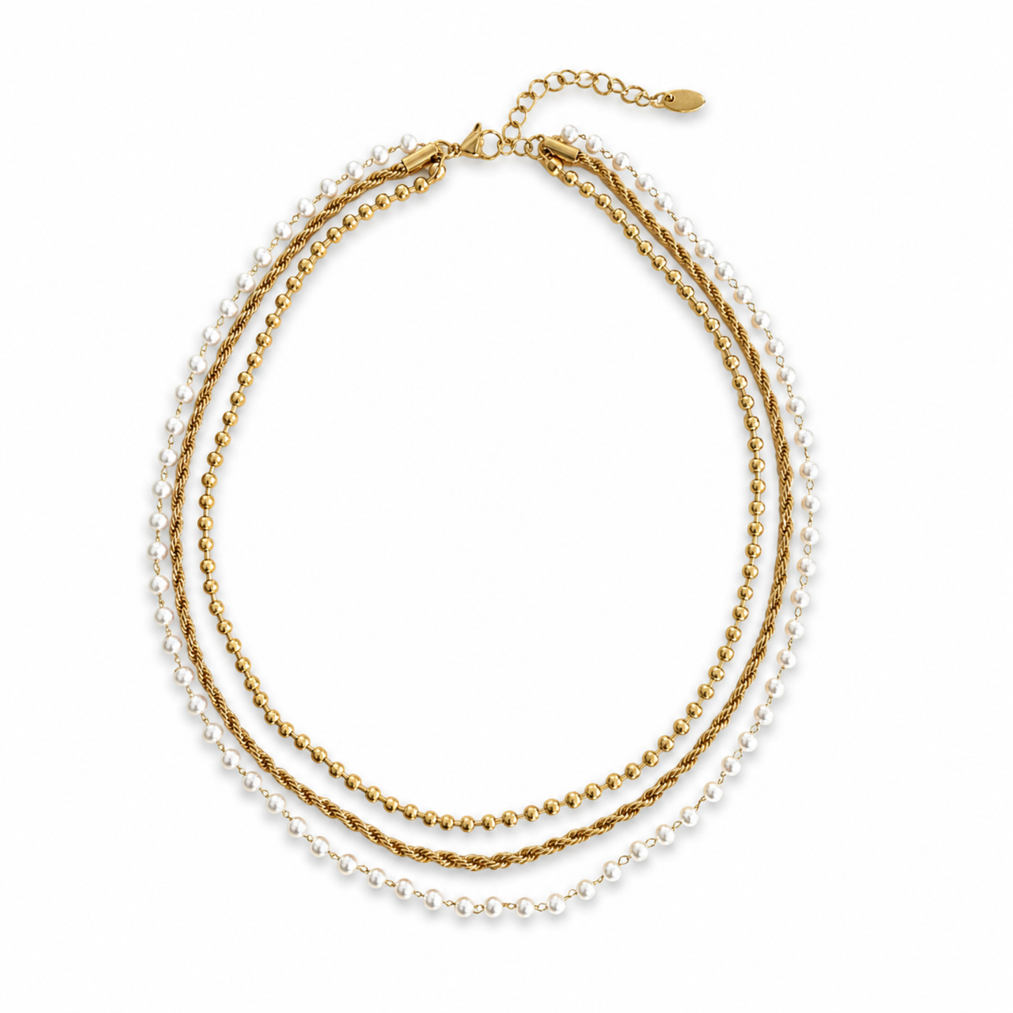 Layered Pearl & Gold Chain Necklace – Effortless Layering