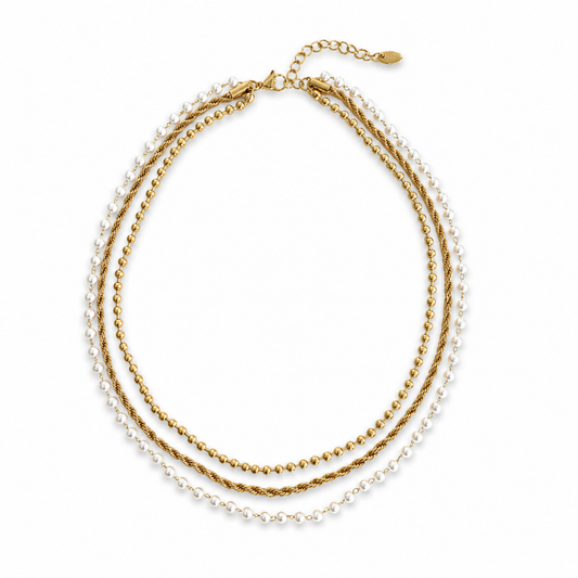 Layered Pearl & Gold Chain Necklace – Effortless Layering