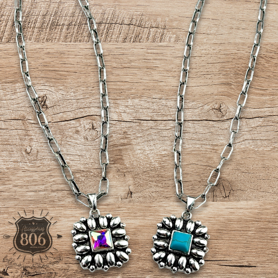 Western silver and stone necklace
