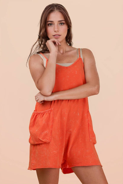 NP70359-Mineral Washed Sleeveless Casual Knit Romper