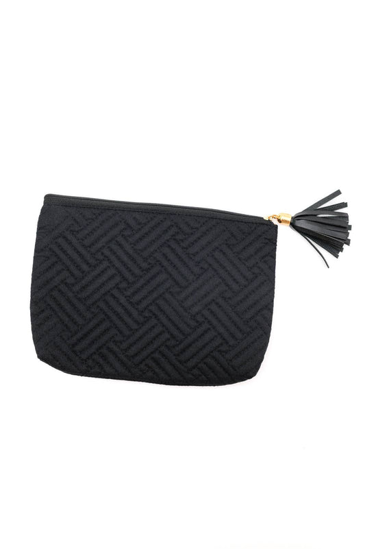 Quilted Travel Zip Pouch in Black: OS
