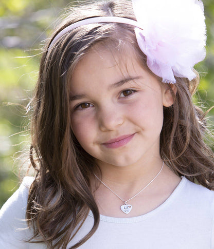 Sterling Silver Little Girls Sis Heart Necklace for Sisters