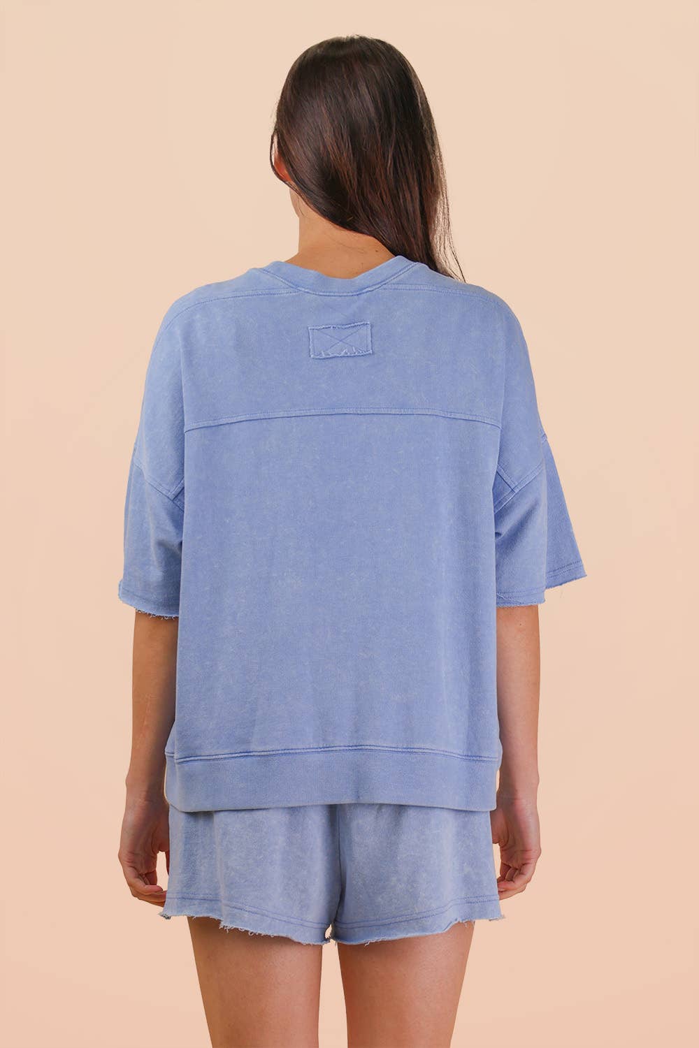 PLUS SIZE Mineral Washed Knit Casual Top & Shorts