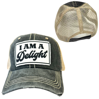 I AM A DELIGHT | DISTRESSED | UNISEX HAT