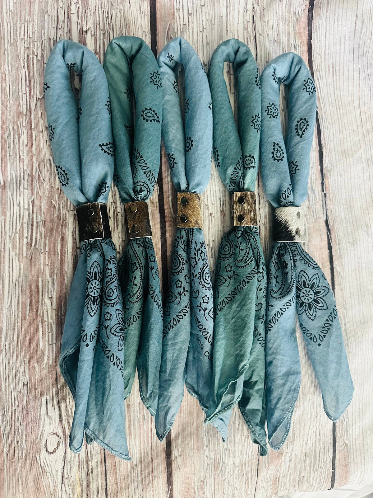 Teal Hues Hand Dyed Bandanas  (slides sold separately)