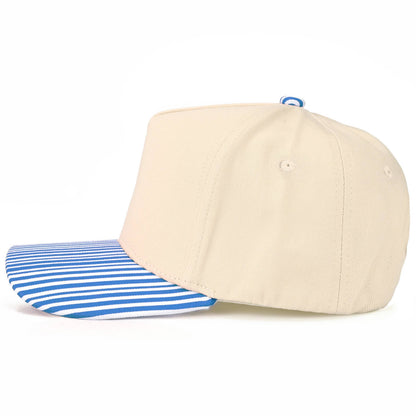 C.C Striped Pattern on Bill Plain Two Tone Trucker Hat
