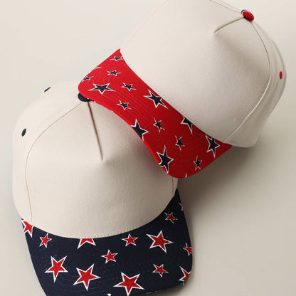 Star Print Brim Trucker Hat