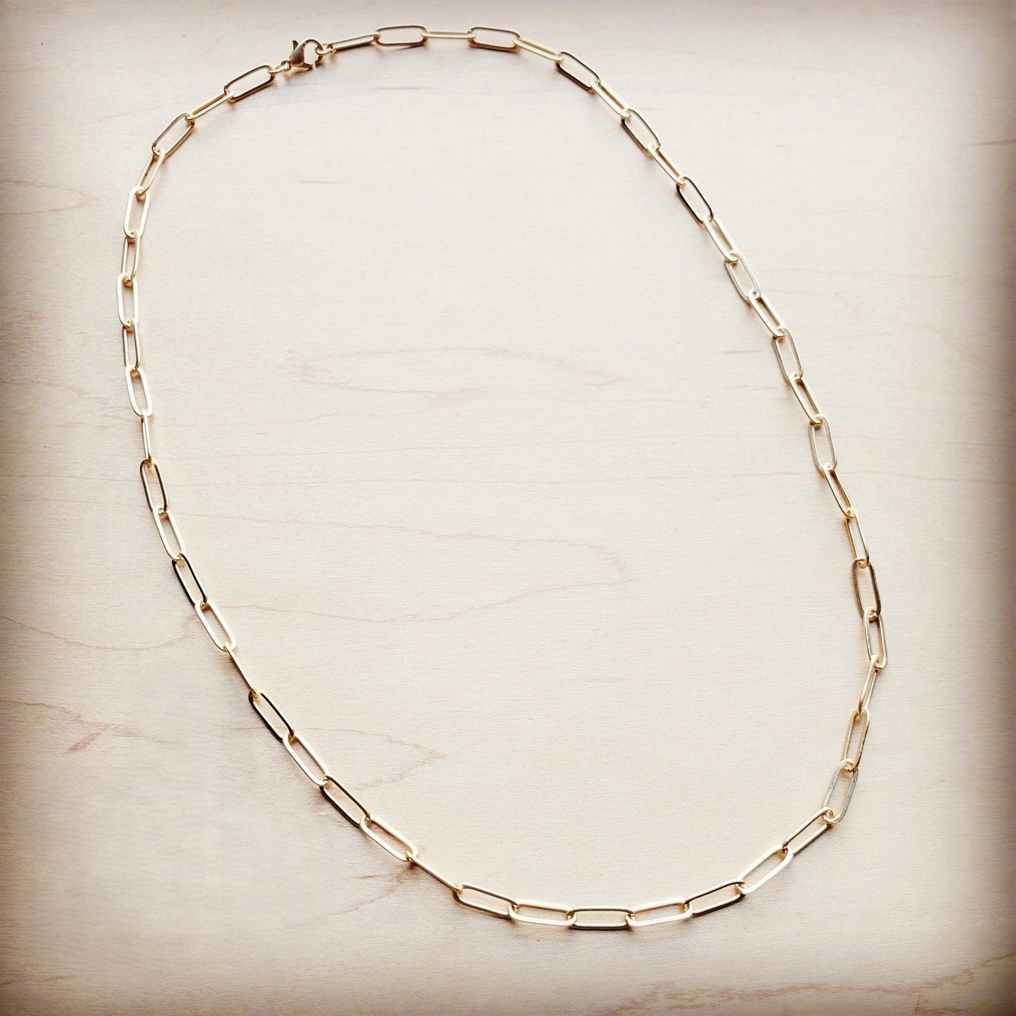 Gold Large Chain Link Layering Necklace 22"