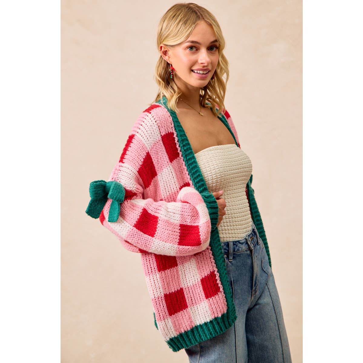 CHRISTMAS THEME OPEN FRONT SWEATER CARDIGAN