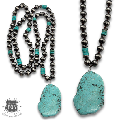 Turquoise pendant western necklace
