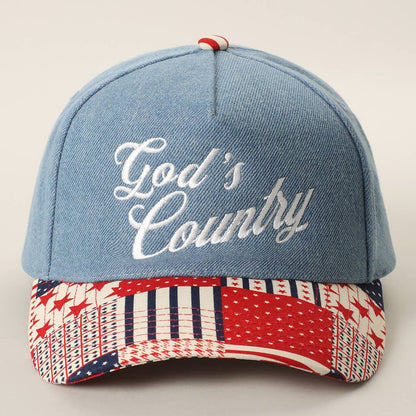 God's Country Embroidered Denim Trucker Hat