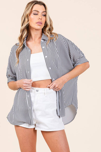 Oversized Short Sleeve Button Down Shirt