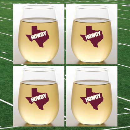 AGGIES Unbreakable Stemless TRITAN Plastic Wine Glasses