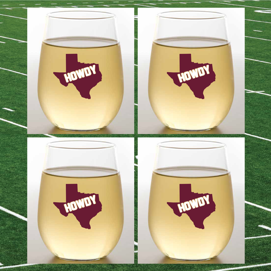 AGGIES Unbreakable Stemless TRITAN Plastic Wine Glasses