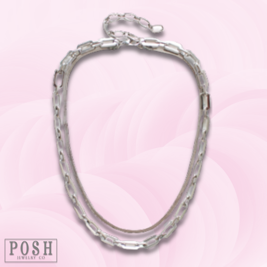 Silver two strand necklace