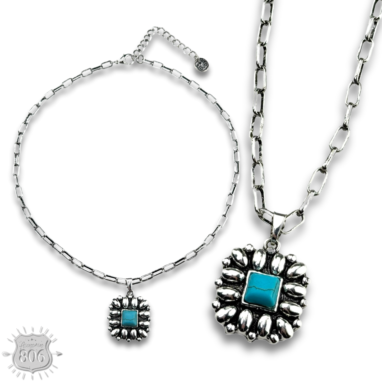 Western silver and stone necklace