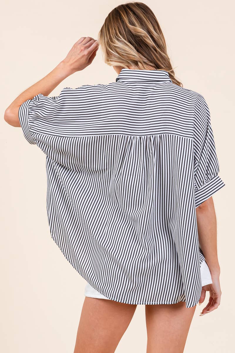 Oversized Short Sleeve Button Down Shirt