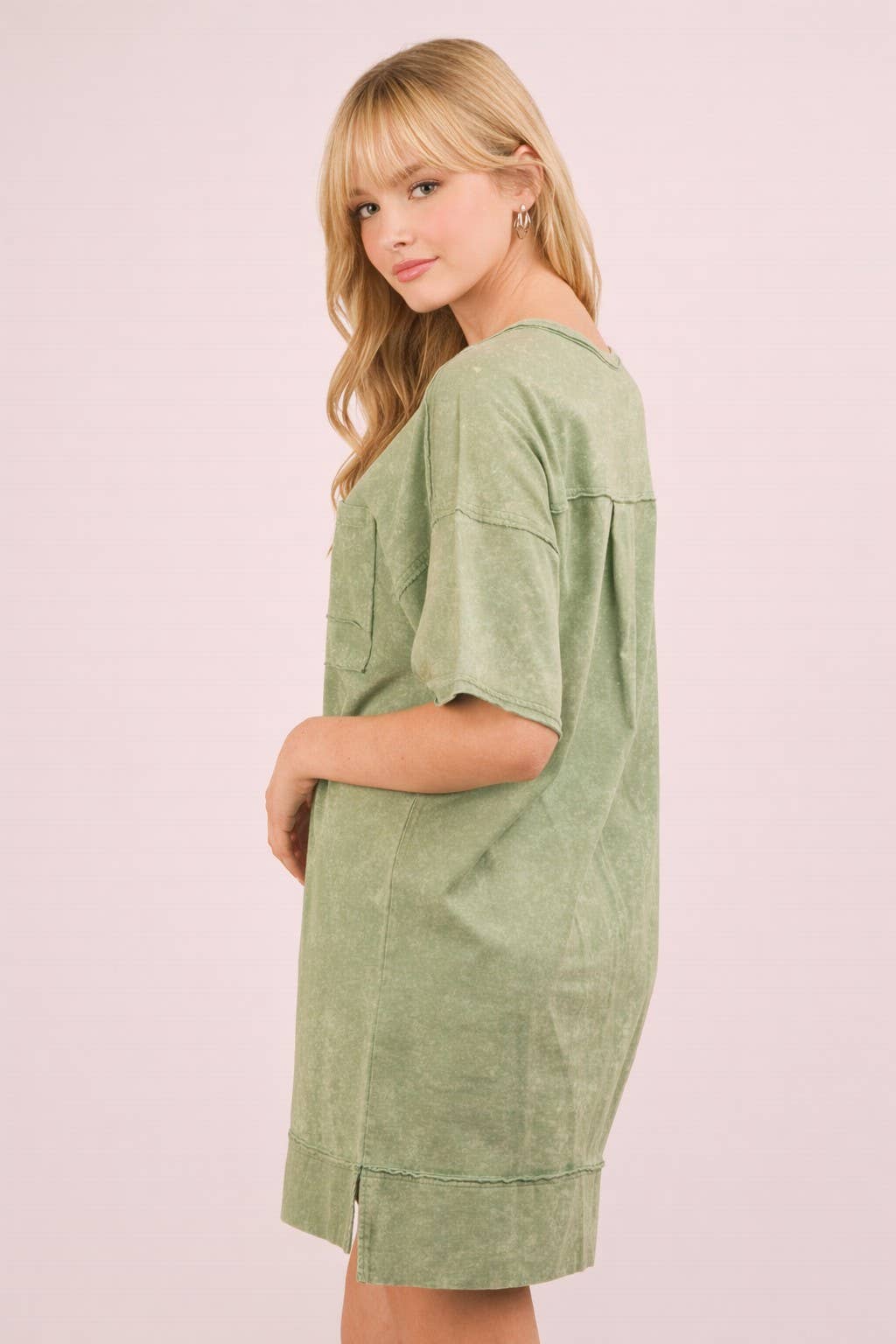 Mineral Washed Knit Oversized Shift Mini Dress