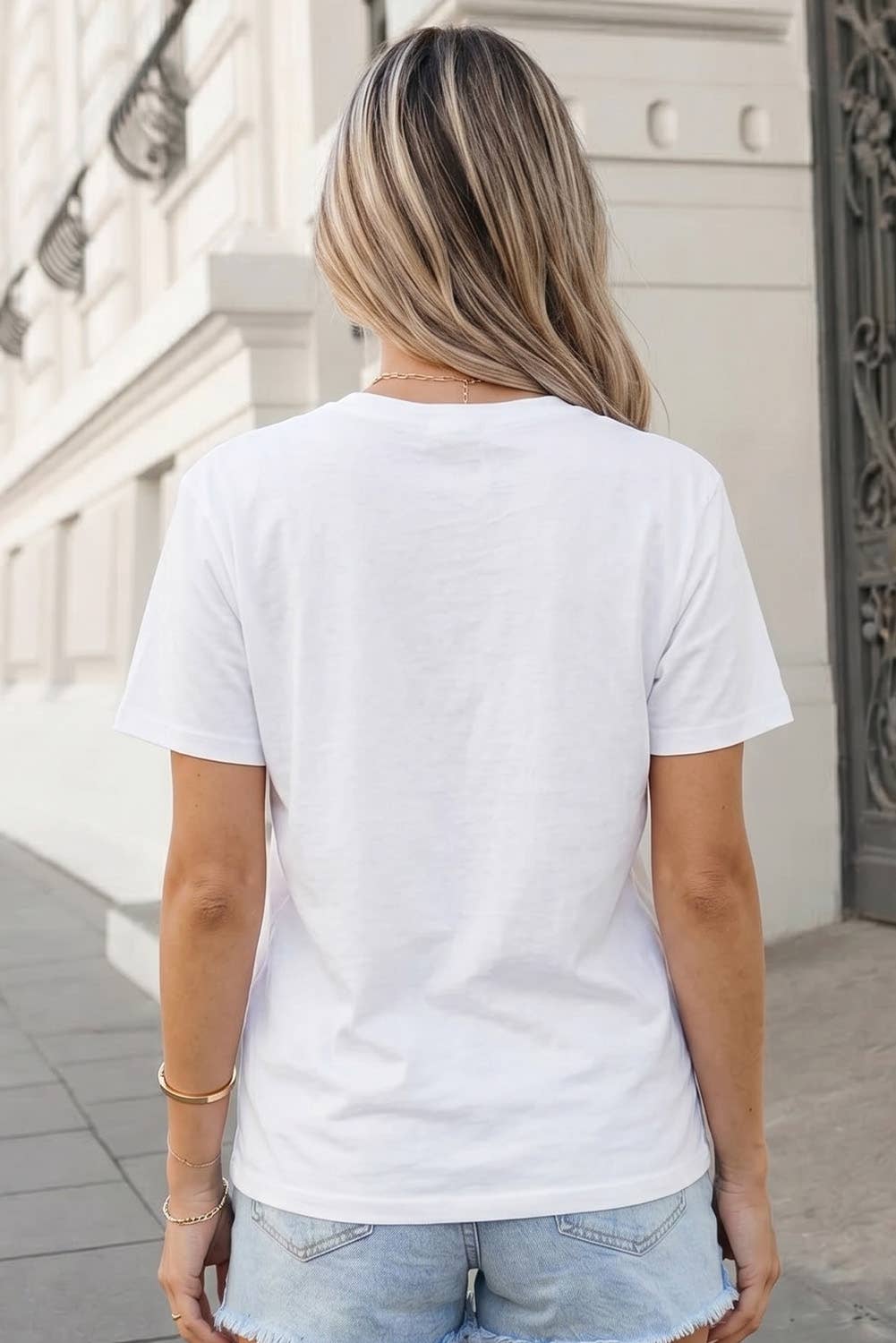 Faux Patchwork USA Flag Print Tee