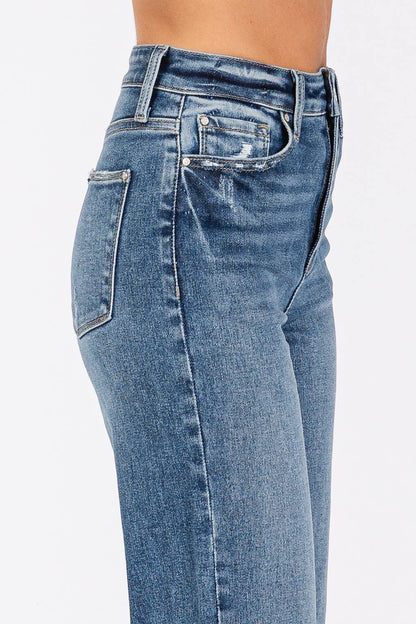 HIGH RISE STRETCH RELAXED STRAIGHT W/ CUFFED HEM