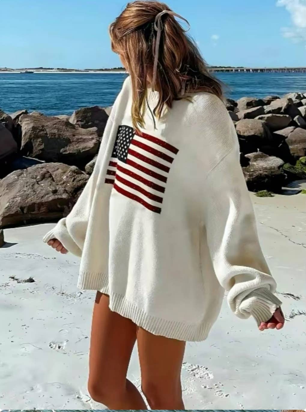 USA Flag Sweater S-XL: White – Vaughan St Mercantile