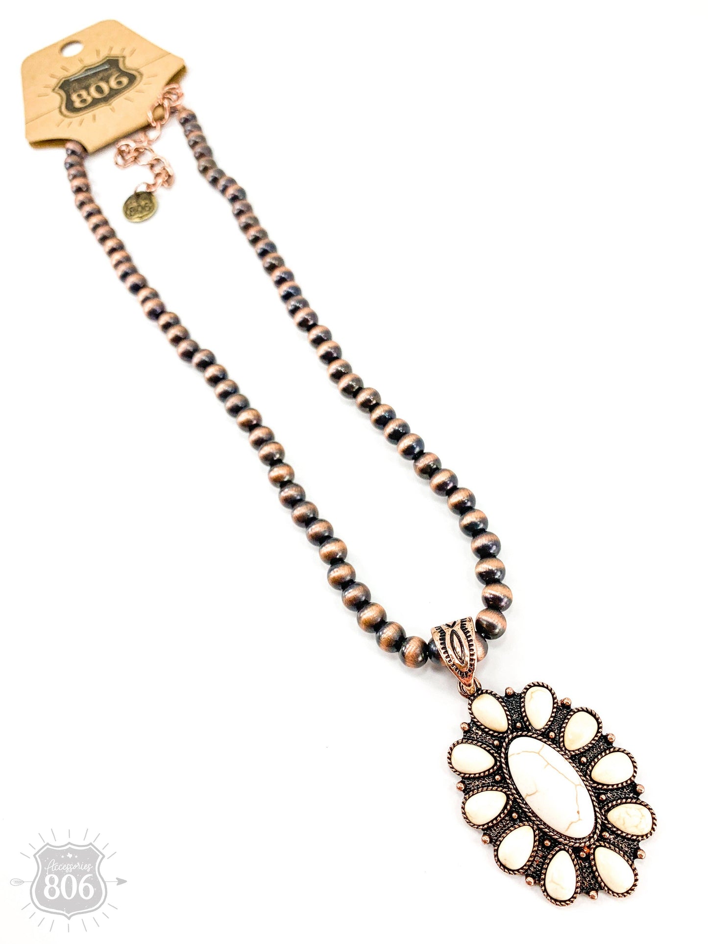 Western stone flower pendant necklace