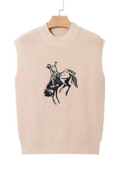 HOWDY Rodeo Cowboy Printed Short Sleeve Sweater |