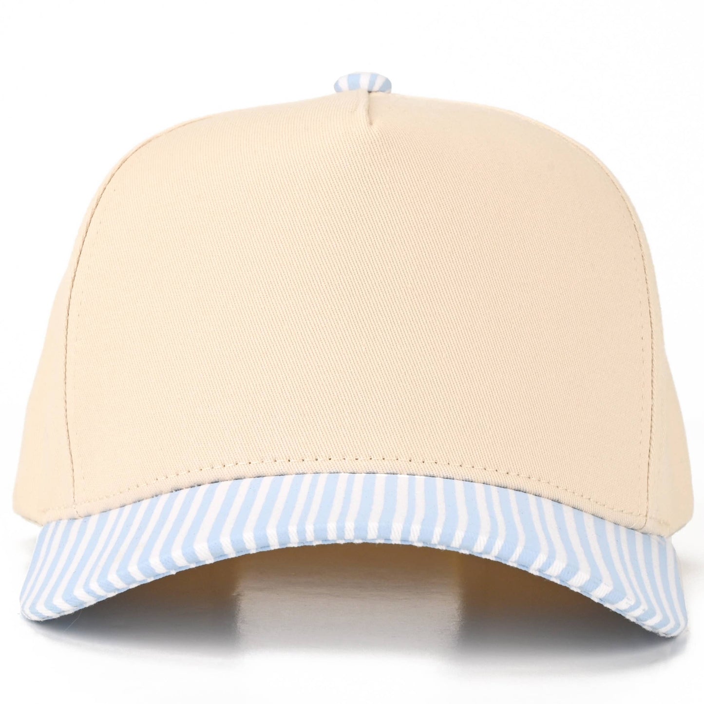 C.C Striped Pattern on Bill Plain Two Tone Trucker Hat