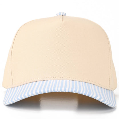 C.C Striped Pattern on Bill Plain Two Tone Trucker Hat