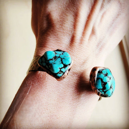 Genuine Natural Turquoise Cuff Bangle Bracelet
