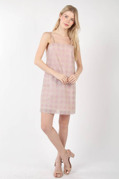 VD33900-Checkered Printed Summer Mini Dress