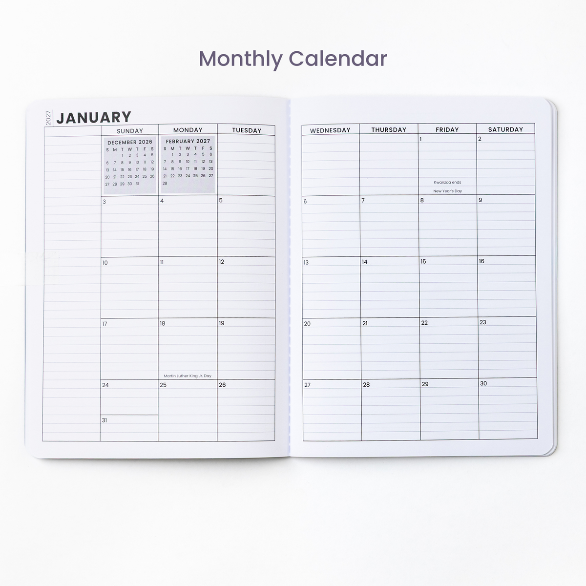 2027 Monthly Planner - Sunset Stripe