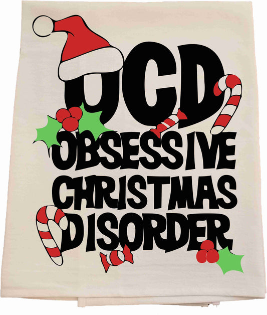 OCD -Obsessive Christmas Disorder Tea Towel