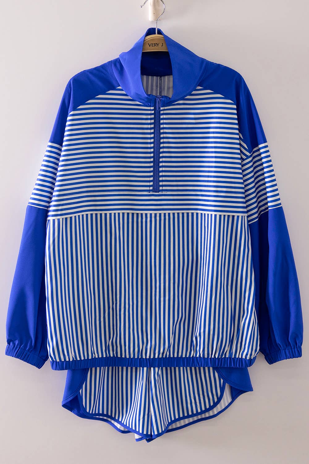 NT12656SET-Stripe Active Top & Shorts Set