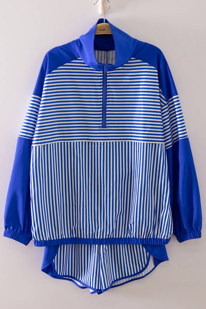 NT12656SET-Stripe Active Top & Shorts Set