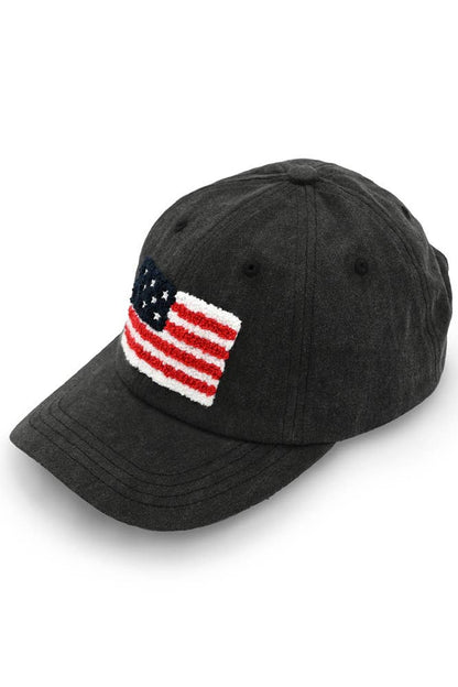 American Flag Chenille Patch Baseball Cap