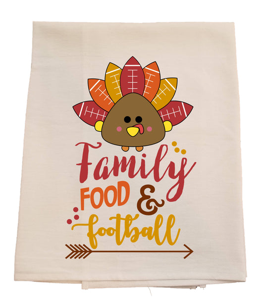 Family, Food, and Football - Thanksgiving Tea Towel