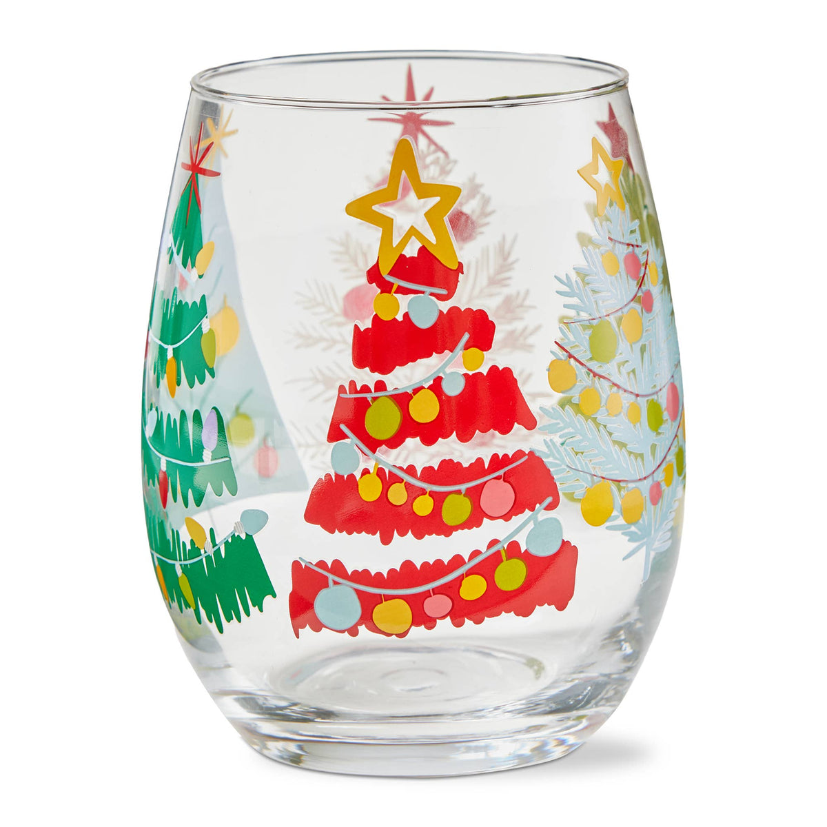 Groovy Trees Stemless Wine Glass Multi