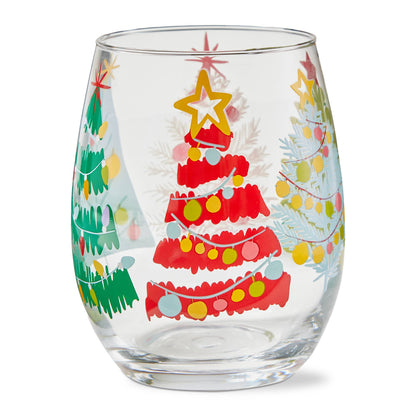 Groovy Trees Stemless Wine Glass Multi