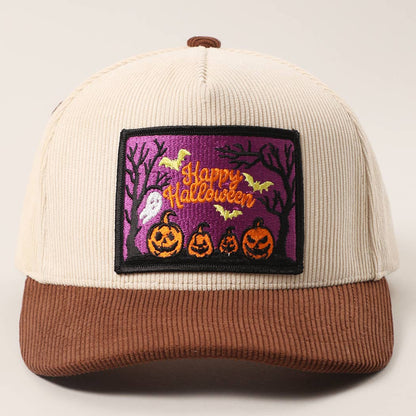 Ghostly Night Patch Two-Tone Corduroy Trucker Hat